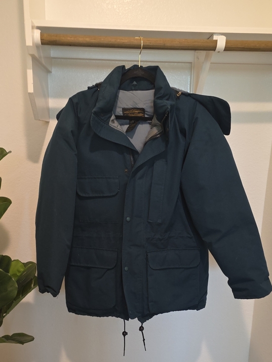 Eddie Bauer Other - Vintage Eddie Bauer Dark Blue Field Jacket with Hood GOOSE DOWN